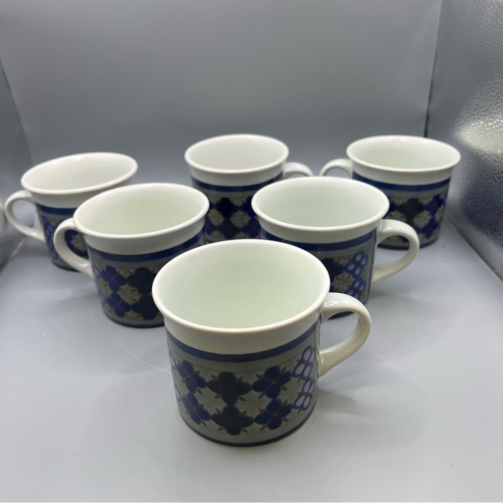 Royal Doulton Lambeth Stoneware Tangier LS 1005 Mugs 1970's Set Of 6 England